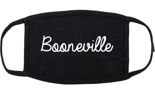 Booneville Mississippi MS Script Cotton Face Mask Black