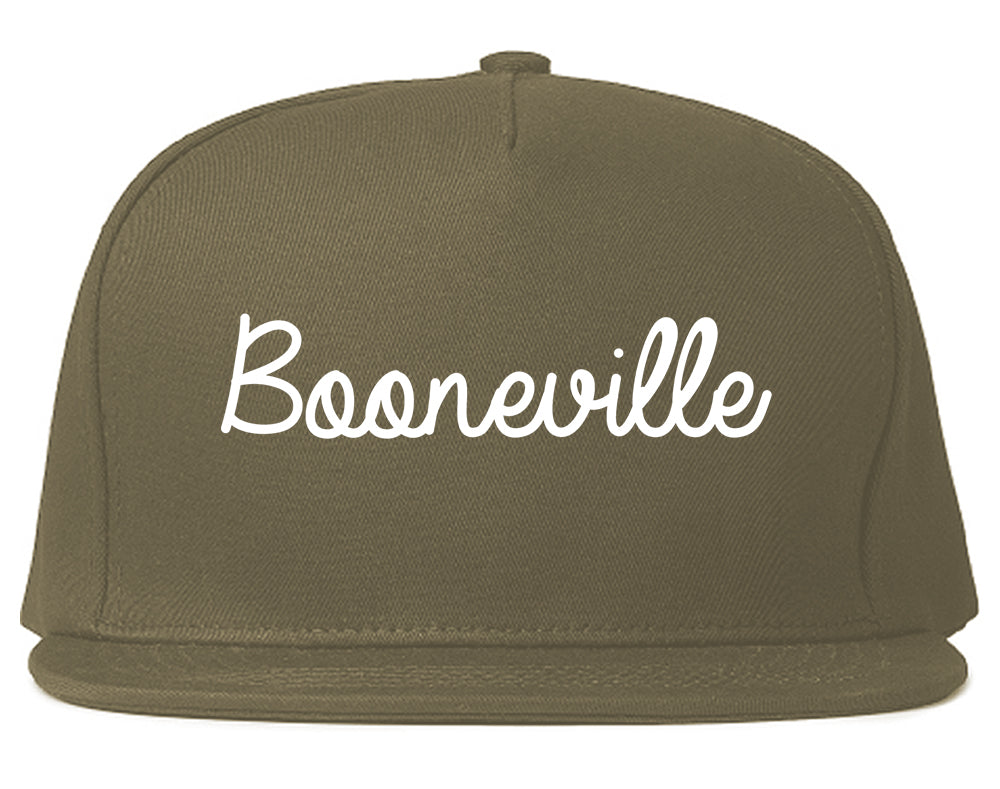 Booneville Mississippi MS Script Mens Snapback Hat Grey