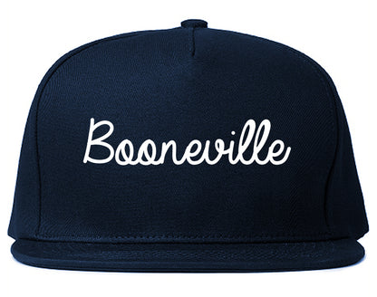 Booneville Mississippi MS Script Mens Snapback Hat Navy Blue