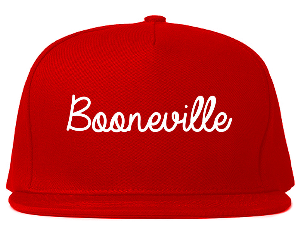 Booneville Mississippi MS Script Mens Snapback Hat Red