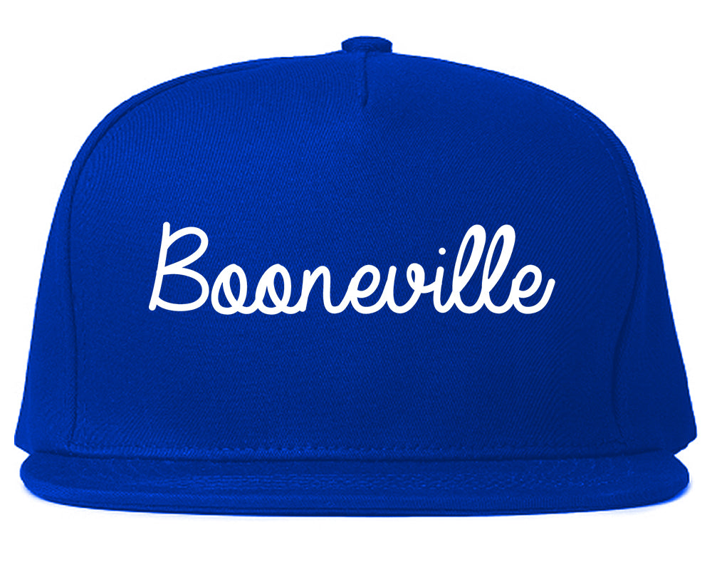 Booneville Mississippi MS Script Mens Snapback Hat Royal Blue