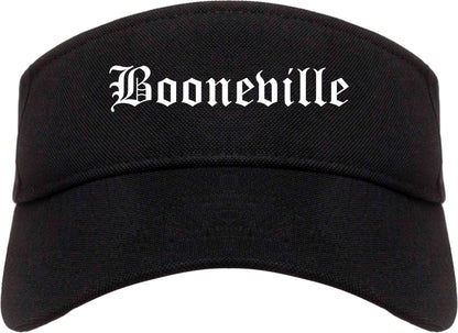 Booneville Mississippi MS Old English Mens Visor Cap Hat Black