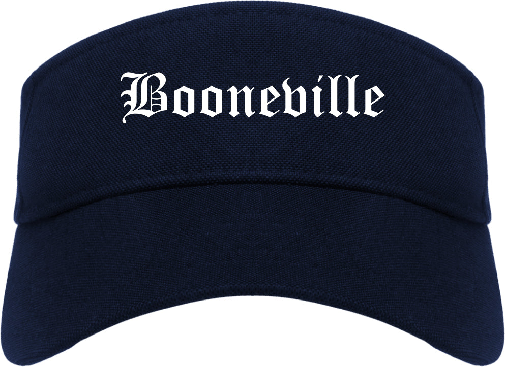 Booneville Mississippi MS Old English Mens Visor Cap Hat Navy Blue
