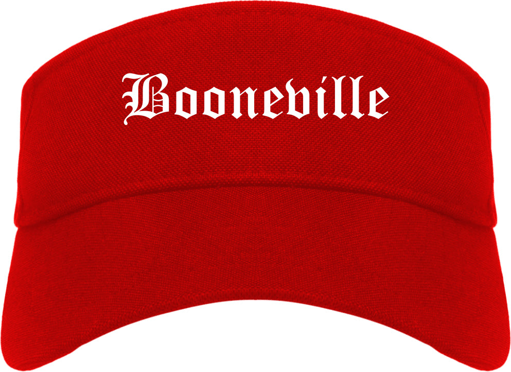 Booneville Mississippi MS Old English Mens Visor Cap Hat Red