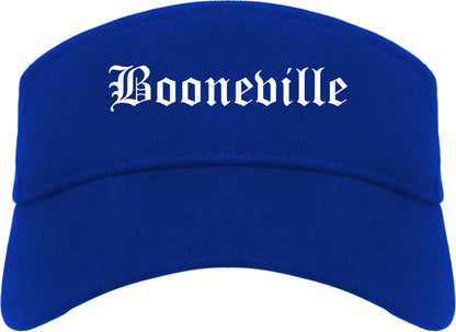 Booneville Mississippi MS Old English Mens Visor Cap Hat Royal Blue
