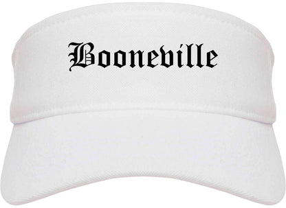 Booneville Mississippi MS Old English Mens Visor Cap Hat White