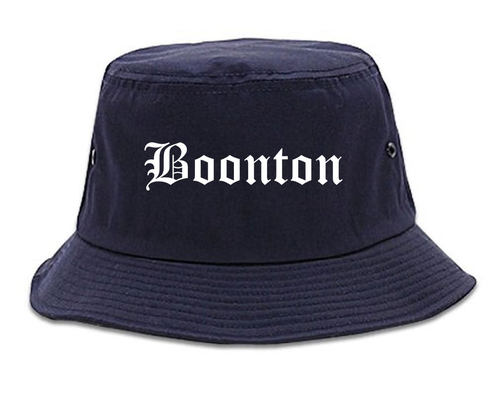 Boonton New Jersey NJ Old English Mens Bucket Hat Navy Blue