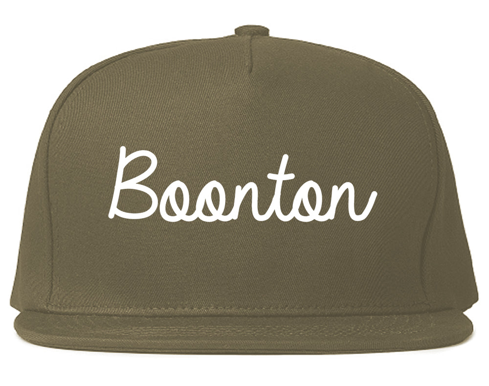 Boonton New Jersey NJ Script Mens Snapback Hat Grey