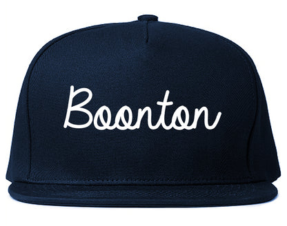 Boonton New Jersey NJ Script Mens Snapback Hat Navy Blue