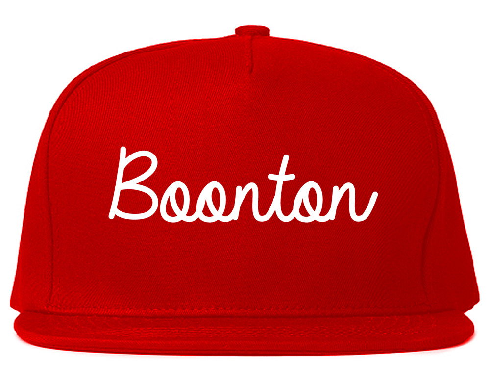 Boonton New Jersey NJ Script Mens Snapback Hat Red