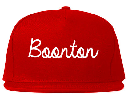 Boonton New Jersey NJ Script Mens Snapback Hat Red