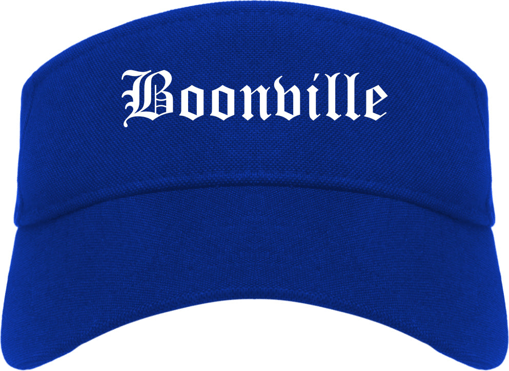 Boonville Indiana IN Old English Mens Visor Cap Hat Royal Blue