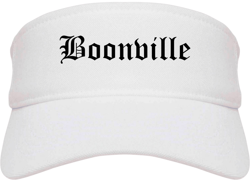 Boonville Indiana IN Old English Mens Visor Cap Hat White