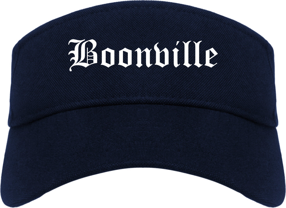 Boonville Missouri MO Old English Mens Visor Cap Hat Navy Blue