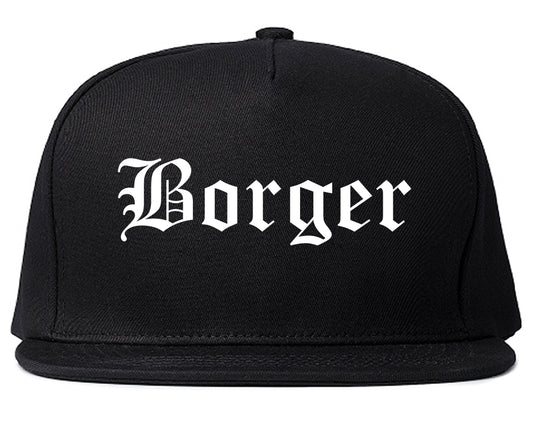 Borger Texas TX Old English Mens Snapback Hat Black