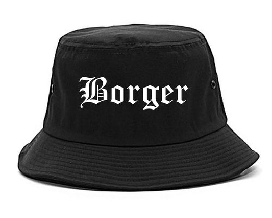 Borger Texas TX Old English Mens Bucket Hat Black