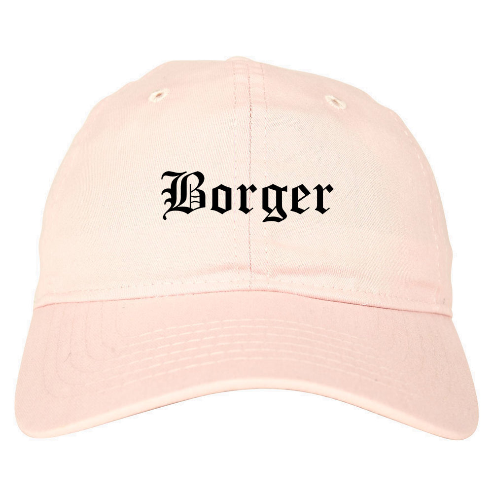 Borger Texas TX Old English Mens Dad Hat Baseball Cap Pink
