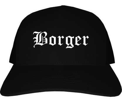 Borger Texas TX Old English Mens Trucker Hat Cap Black