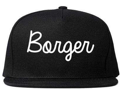 Borger Texas TX Script Mens Snapback Hat Black