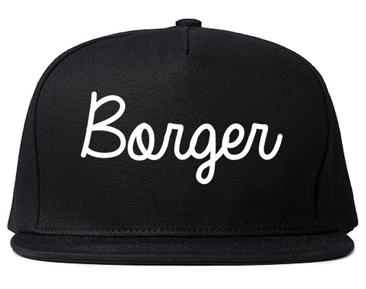 Borger Texas TX Script Mens Snapback Hat Black