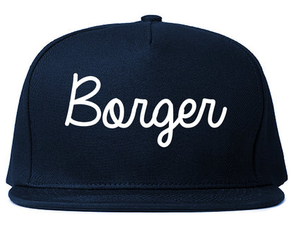 Borger Texas TX Script Mens Snapback Hat Navy Blue