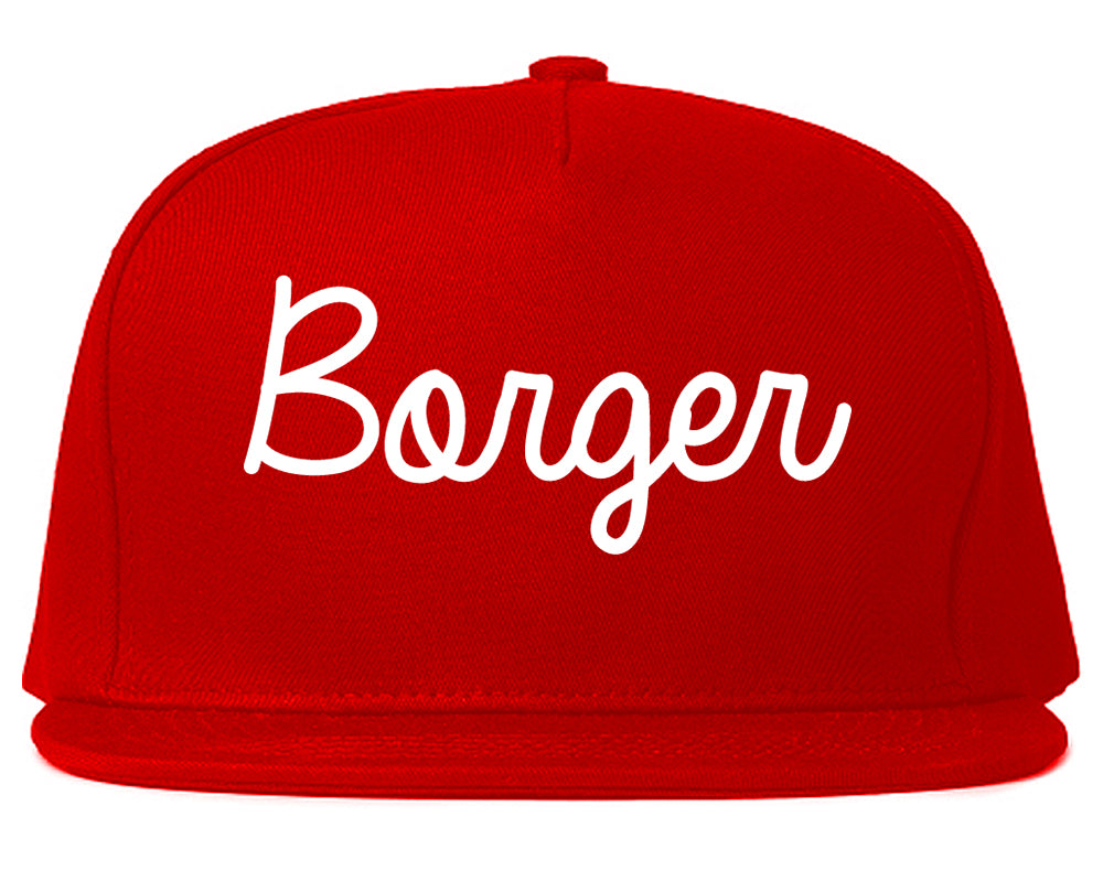 Borger Texas TX Script Mens Snapback Hat Red
