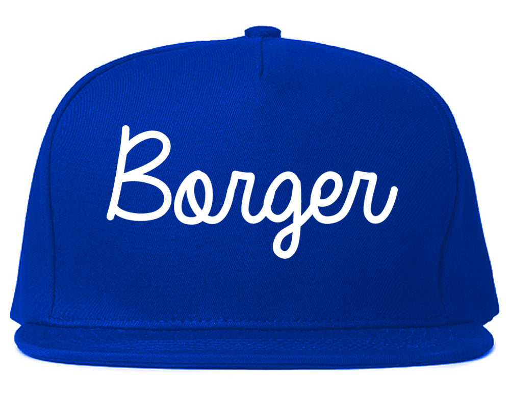 Borger Texas TX Script Mens Snapback Hat Royal Blue