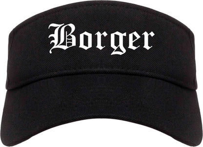 Borger Texas TX Old English Mens Visor Cap Hat Black