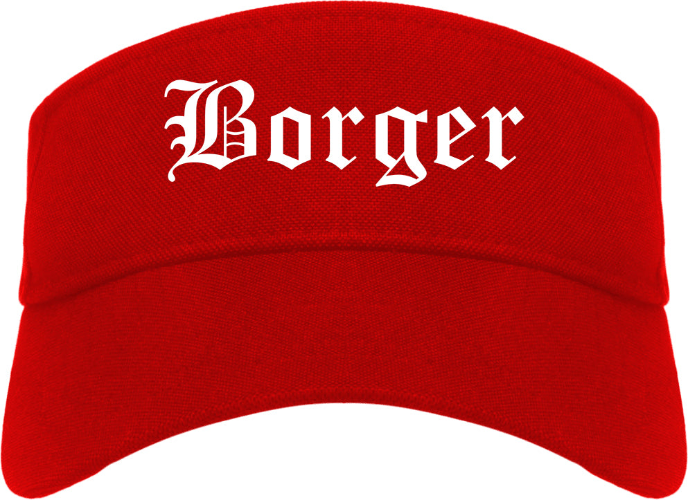 Borger Texas TX Old English Mens Visor Cap Hat Red