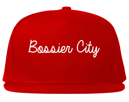 Bossier City Louisiana LA Script Mens Snapback Hat Red