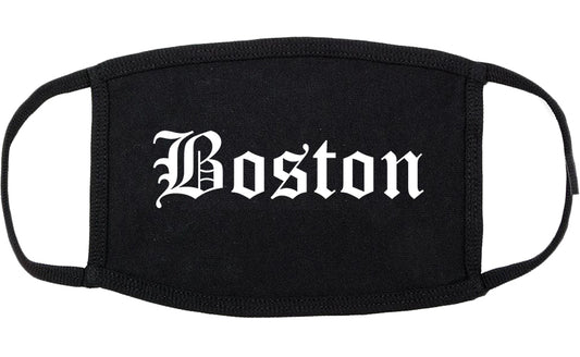 Boston Massachusetts MA Old English Cotton Face Mask Black