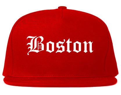 Boston Massachusetts MA Old English Mens Snapback Hat Red