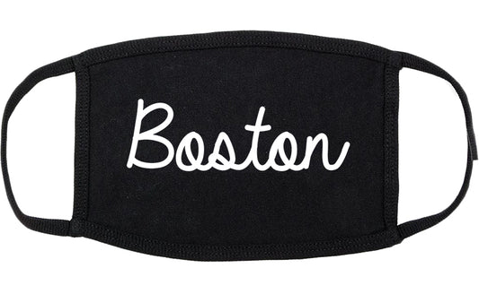 Boston Massachusetts MA Script Cotton Face Mask Black