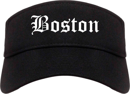 Boston Massachusetts MA Old English Mens Visor Cap Hat Black