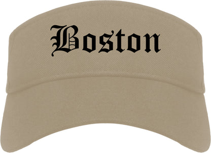 Boston Massachusetts MA Old English Mens Visor Cap Hat Khaki
