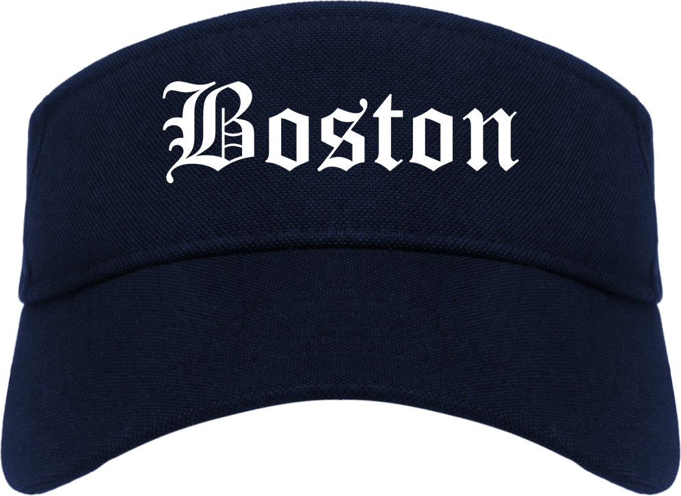 Boston Massachusetts MA Old English Mens Visor Cap Hat Navy Blue
