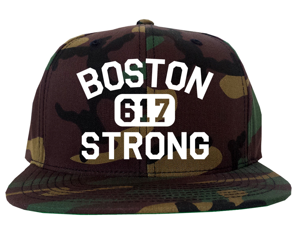 Boston Strong 617 Area Code Massachusetts Mens Snapback Hat Camo