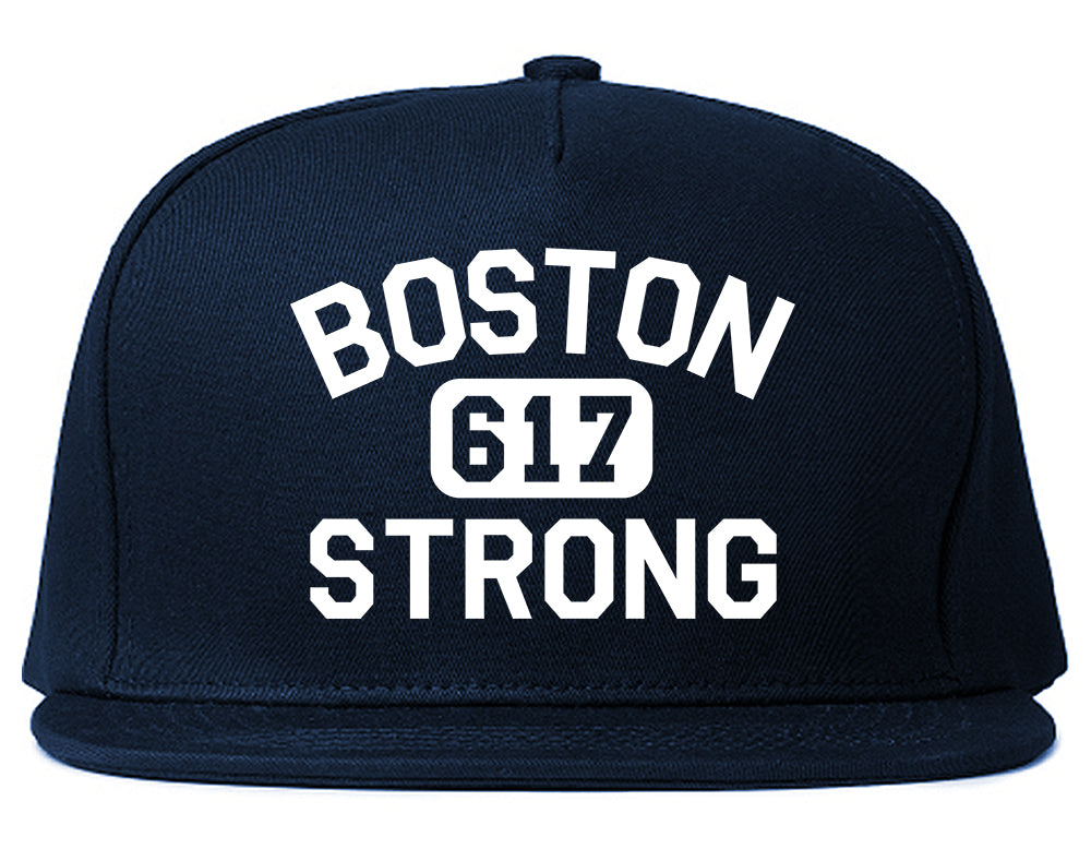 Boston Strong 617 Area Code Massachusetts Mens Snapback Hat Navy Blue