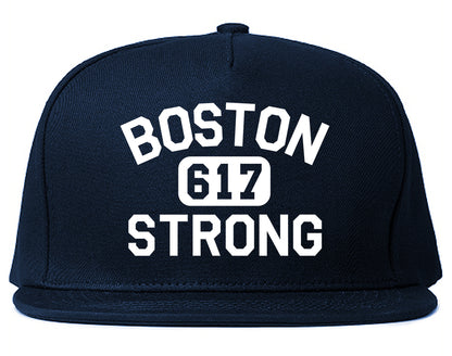 Boston Strong 617 Area Code Massachusetts Mens Snapback Hat Navy Blue