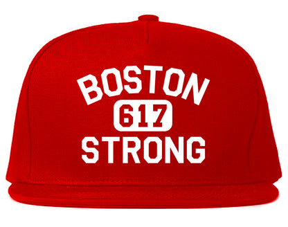 Boston Strong 617 Area Code Massachusetts Mens Snapback Hat Red