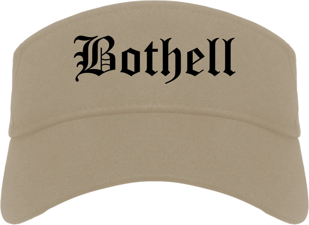 Bothell Washington WA Old English Mens Visor Cap Hat Khaki