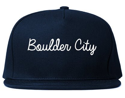 Boulder City Nevada NV Script Mens Snapback Hat Navy Blue