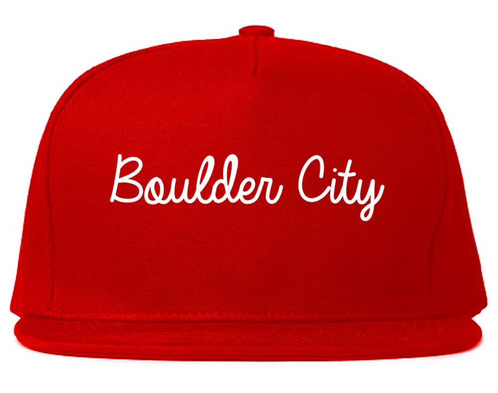 Boulder City Nevada NV Script Mens Snapback Hat Red