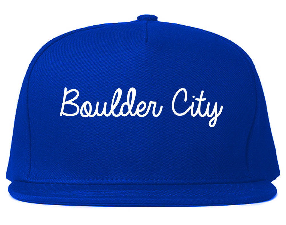 Boulder City Nevada NV Script Mens Snapback Hat Royal Blue