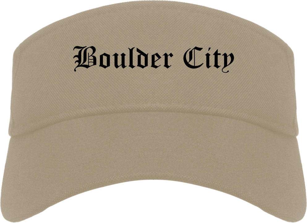Boulder City Nevada NV Old English Mens Visor Cap Hat Khaki