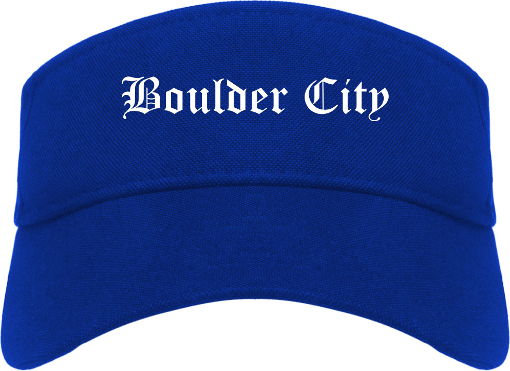 Boulder City Nevada NV Old English Mens Visor Cap Hat Royal Blue