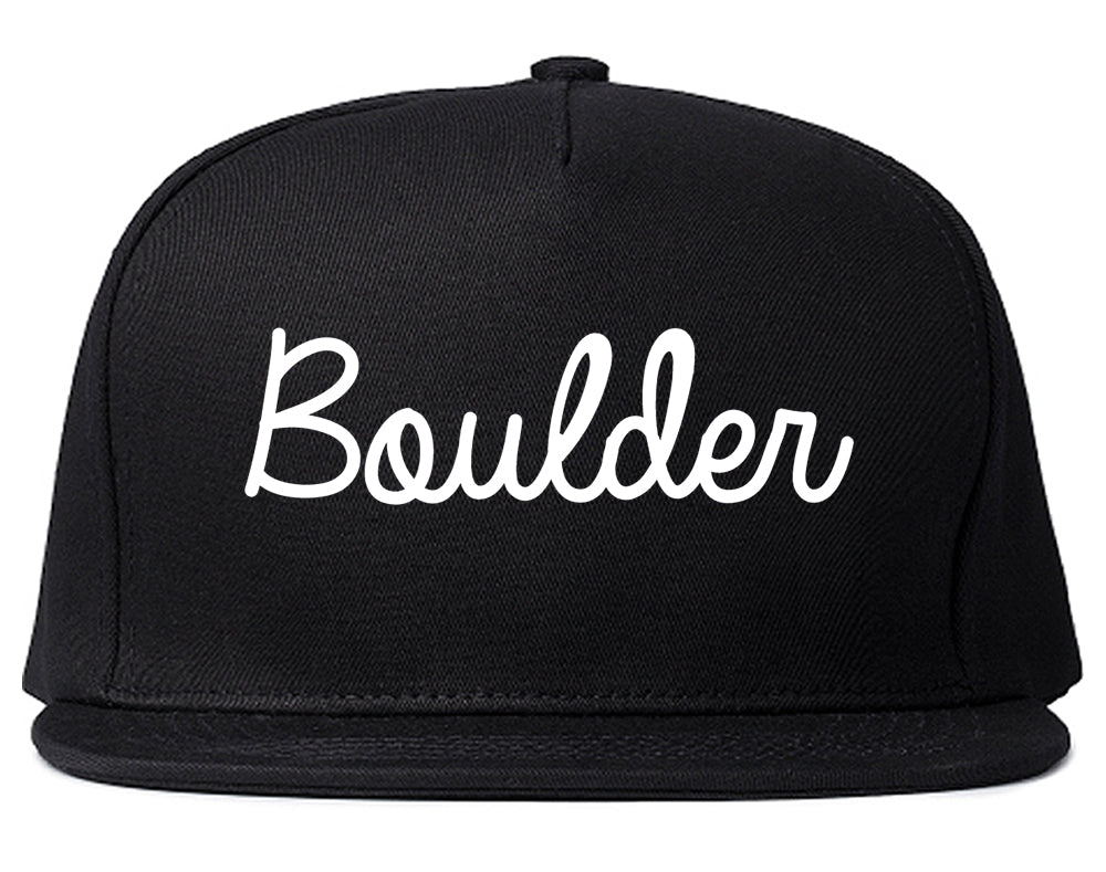 Boulder Colorado CO Script Mens Snapback Hat Black