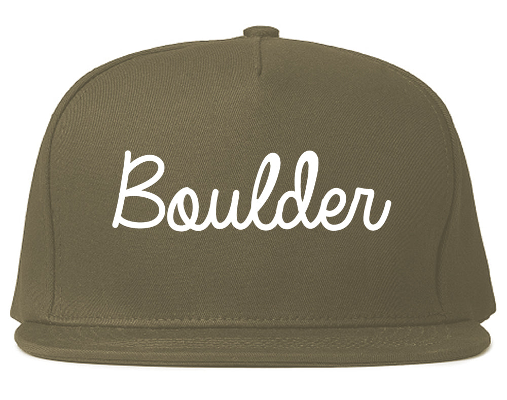 Boulder Colorado CO Script Mens Snapback Hat Grey