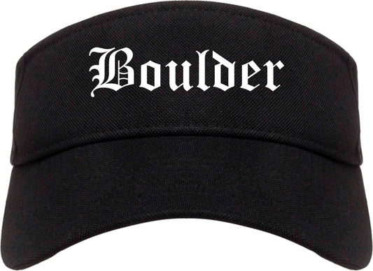 Boulder Colorado CO Old English Mens Visor Cap Hat Black