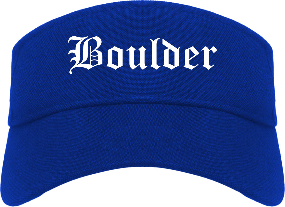 Boulder Colorado CO Old English Mens Visor Cap Hat Royal Blue